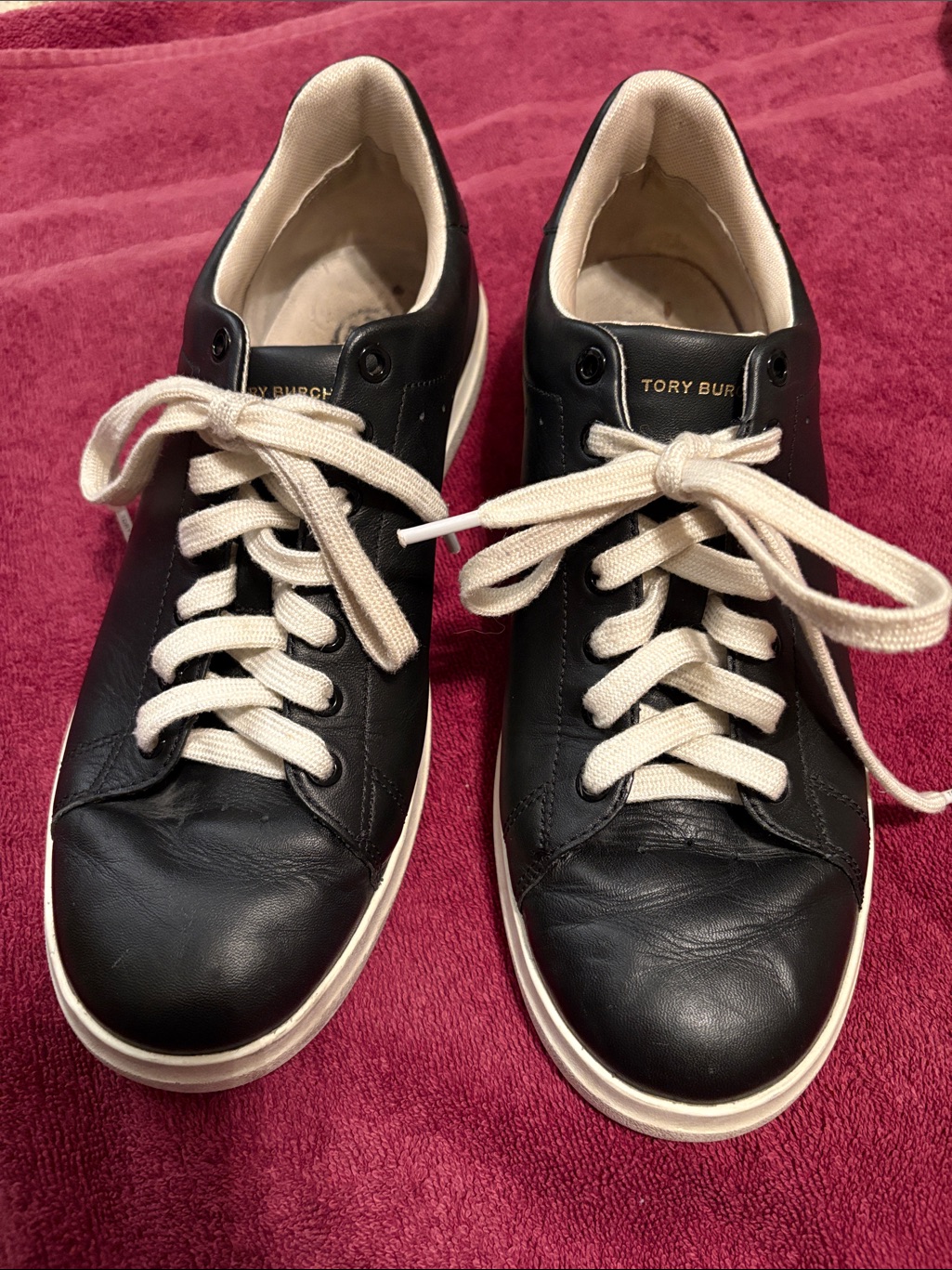 Tory Burch Howell Court Black Leather Low-Top Sneakers